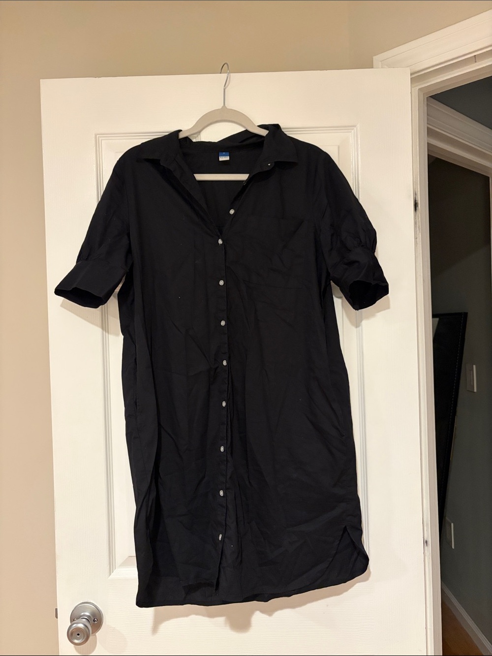 Old Navy Black Button-Down Midi Shirt Dress
